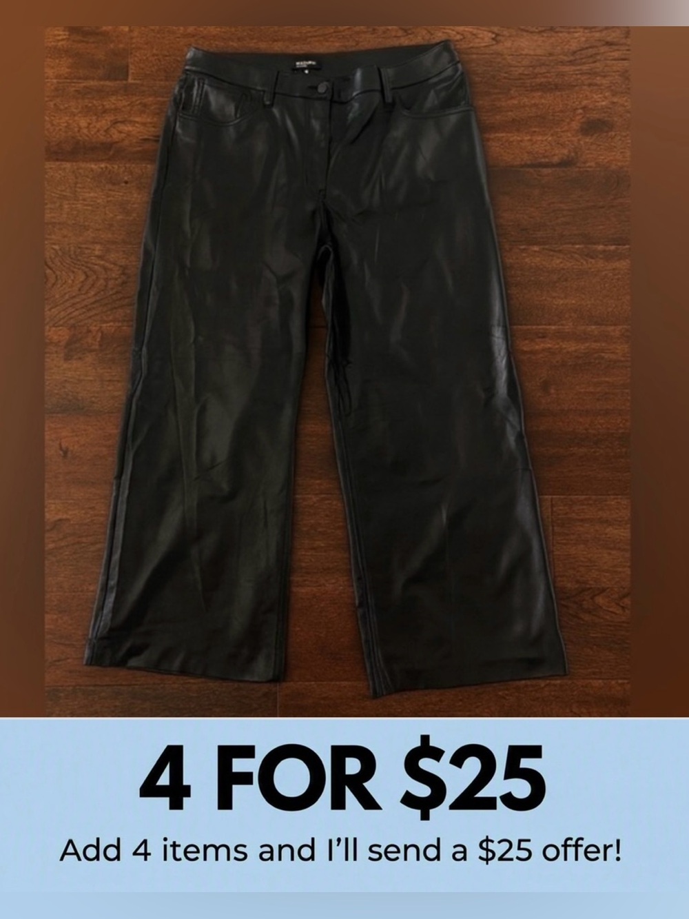 Reitmans Signature Black Faux Leather Wide Leg Pants Size 18 Petite